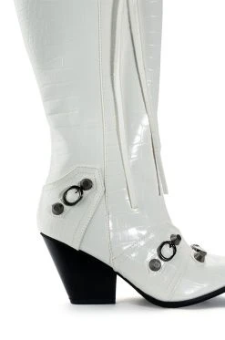 A GOOD ONE WHITE CROC BOOT -AKIRA salestore a good one white croc boot white 5 5