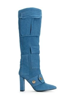 Alternative view of ALL OVER ME CHUNKY CARGO PATCHWORK BOOT IN DENIM