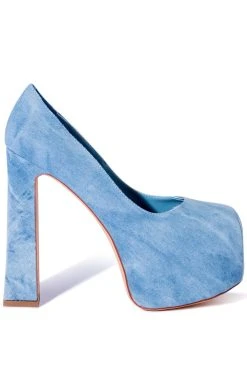 Alternative view of AZALEA WANG ABSOLUTELY OBSESSED CHUNKY HEEL DENIM PLATFORM PUMP