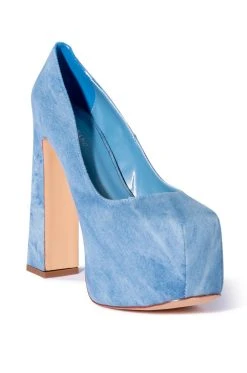 AZALEA WANG ABSOLUTELY OBSESSED CHUNKY HEEL DENIM PLATFORM PUMP -AKIRA salestore azalea wang absolutely obsessed chunky heel denim platform pump denim 3 3