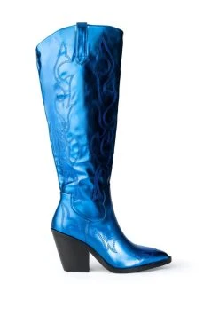 Alternative view of AZALEA WANG AFTER PARTY METALLIC WESTERN BOOT IN BLUE