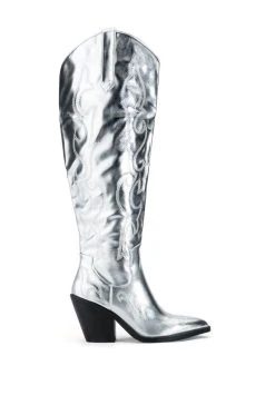 Alternative view of AZALEA WANG AFTER PARTY METALLIC WESTERN BOOT IN SILVER