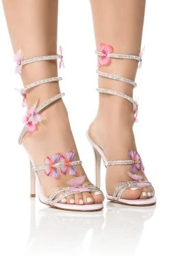 AZALEA WANG AIRBORNE BUTTERFLY RHINESTONE STILETTO SANDAL IN PINK