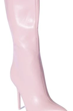 AZALEA WANG ALL ANGLES BELOW THE KNEE STILETTO BOOT -AKIRA salestore azalea wang all angles below the knee stiletto boot pink 5 5