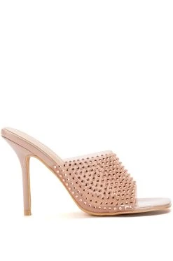 Alternative view of AZALEA WANG ALL ME RHINESTONE EMBELLISHED NUDE MULE