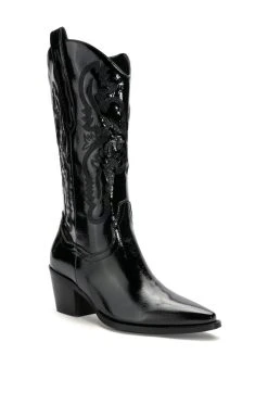 AZALEA WANG ANDREA CHUNKY WESTERN BOOT IN BLACK -AKIRA salestore azalea wang andrea chunky western boot in black black 3 3 c1