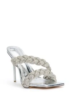 AZALEA WANG ANNABELLE EMBELLISHED STILETTO SANDAL IN SILVER -AKIRA salestore azalea wang annabelle embellished stiletto sandal in silver silver 3 3