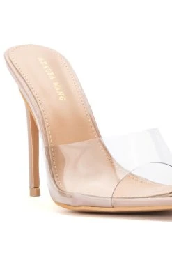 AZALEA WANG ANNETTE SLIP ON NUDE MULE -AKIRA salestore azalea wang annette slip on nude mule nude 5 5