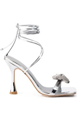 Alternative view of AZALEA WANG APATE EMBELLISHED BOW SANDAL IN SILVER
