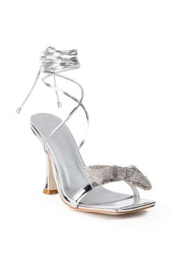 AZALEA WANG APATE EMBELLISHED BOW SANDAL IN SILVER -AKIRA salestore azalea wang apate embellished bow sandal in silver silver 3 3
