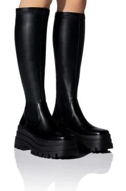 AZALEA WANG ARETHA STRETCH BOOT WITH 4 WAY STRETCH IN BLACK