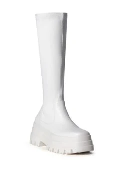 AZALEA WANG ARETHA STRETCH BOOT WITH 4 WAY STRETCH IN WHITE -AKIRA salestore azalea wang aretha stretch boot in white white 3 3