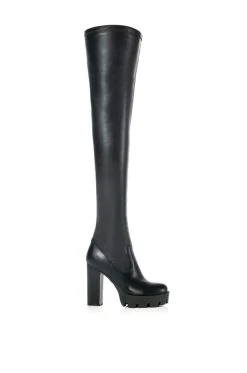 Alternative view of AZALEA WANG ASHLAND KNEE HIGH BOOT WITH 4 WAY STRETCH IN BLACK