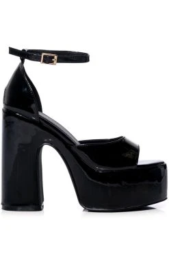 Alternative view of AZALEA WANG BALI GLITTER CHUNKY SANDAL IN BLACK PATENT