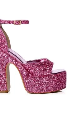 AZALEA WANG BALI GLITTER CHUNKY SANDAL IN SILVER -AKIRA salestore azalea wang bali glitter chunky sandal in silver pink 5 5