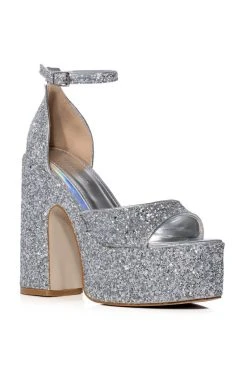Alternative view of AZALEA WANG BALI GLITTER CHUNKY SANDAL IN SILVER