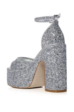 AZALEA WANG BALI GLITTER CHUNKY SANDAL IN SILVER -AKIRA salestore azalea wang bali glitter chunky sandal in silver silver 4 4