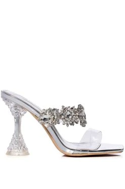 Alternative view of AZALEA WANG BARBADOS CHUNKY MULE JEWEL PUMP IN SILVER