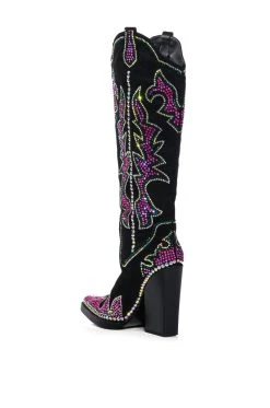 AZALEA WANG BILLINGS EMBELLISHED WESTERN BOOT IN BLACK -AKIRA salestore azalea wang billings embellished western boot in black black 4 4