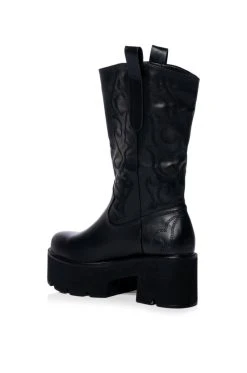 AZALEA WANG BLIZZARD CHUNKY WESTERN BOOT IN BLACK -AKIRA salestore azalea wang blizzard chunky western boot in black black 4 4