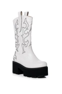 Alternative view of AZALEA WANG BLIZZARD CHUNKY WESTERN BOOT IN WHITE BLACK