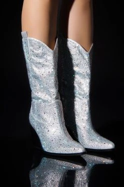 Alternative view of AZALEA WANG BOOSTS SILVER EMBELLISHED WESTERN BOOT