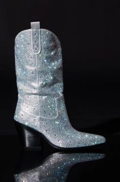 AZALEA WANG BOOSTS SILVER EMBELLISHED WESTERN BOOT -AKIRA salestore azalea wang boosts silver embellished western boot white 4 4