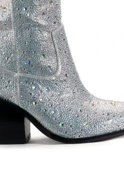 AZALEA WANG BOOSTS SILVER EMBELLISHED WESTERN BOOT -AKIRA salestore azalea wang boosts silver embellished western boot white 7 7