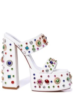 Alternative view of AZALEA WANG BREEZE EMBELLISHED CHUNKY SANDAL IN WHITE