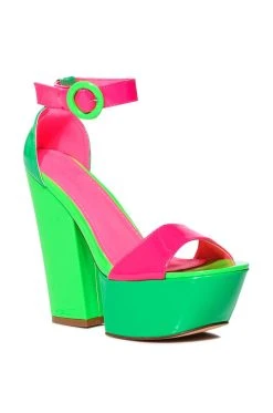 AZALEA WANG BUTTERSCOTCH COLOR BLOCKED SANDAL IN GREEN -AKIRA salestore azalea wang butterscotch color blocked sandal in green green 3 3