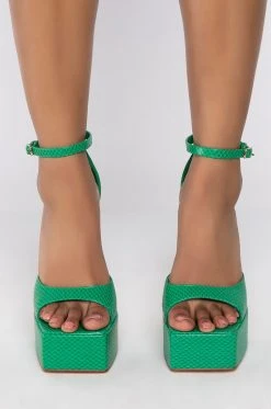 Alternative view of AZALEA WANG CATCH FLIGHTS NOT FEELINGS STILETTO SANDAL IN GREEN