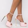 AZALEA WANG CATCH FLIGHTS NOT FEELINGS STILETTO SANDAL IN PINK