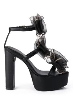 Alternative view of AZALEA WANG CATERINA CHUNKY SANDAL WITH BOW IN BLACK