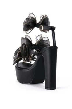 AZALEA WANG CATERINA CHUNKY SANDAL WITH BOW IN BLACK -AKIRA salestore azalea wang caterina chunky sandal with bow in black black 4 4