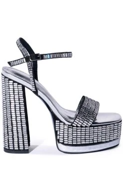 Alternative view of AZALEA WANG CATRIONA CHUNKY EMBELLISHED SANDAL IN SILVER