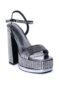 AZALEA WANG CATRIONA CHUNKY EMBELLISHED SANDAL IN SILVER -AKIRA salestore azalea wang catriona chunky embellished sandal in silver silver 3 3