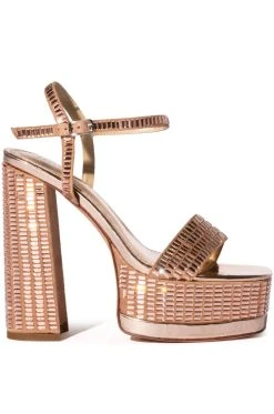 Alternative view of AZALEA WANG CATRIONA EMBELLISHED CHUNKY SANDAL IN CHAMPAGNE