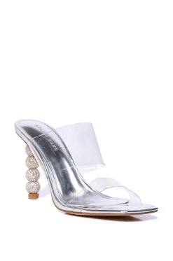 AZALEA WANG CHANTAL EMBELLISHED STILETTO SANDAL IN SILVER -AKIRA salestore azalea wang chantal embellished stiletto sandal in silver silver 3 3