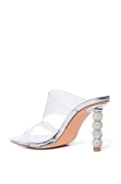 AZALEA WANG CHANTAL EMBELLISHED STILETTO SANDAL IN SILVER -AKIRA salestore azalea wang chantal embellished stiletto sandal in silver silver 4 4