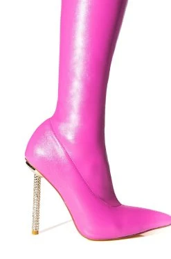 AZALEA WANG CHARMED RHINESTONE STILETTO BOOT IN PINK -AKIRA salestore azalea wang charmed rhinestone stiletto boot in pink pink 5 5