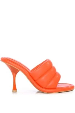 Alternative view of AZALEA WANG CHEY STILETTO PUFFER SANDAL IN ORANGE