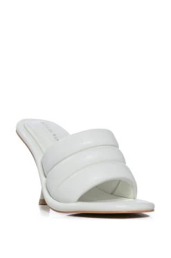 AZALEA WANG CHEY STILETTO PUFFER SANDAL IN WHITE -AKIRA salestore azalea wang chey stiletto puffer sandal in white white 3 3