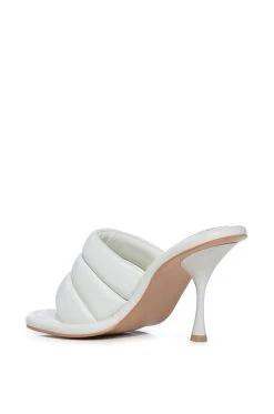 AZALEA WANG CHEY STILETTO PUFFER SANDAL IN WHITE -AKIRA salestore azalea wang chey stiletto puffer sandal in white white 4 4