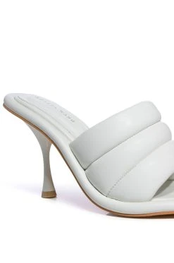 AZALEA WANG CHEY STILETTO PUFFER SANDAL IN WHITE -AKIRA salestore azalea wang chey stiletto puffer sandal in white white 5 5