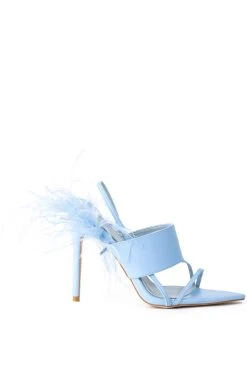 Alternative view of AZALEA WANG CHICK FEATHER DECOR POINTED TOE SANDAL IN BLUE