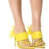 AZALEA WANG CHICK FEATHER DECOR POINTED TOE SANDAL IN YELLOW