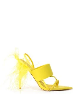 Alternative view of AZALEA WANG CHICK FEATHER DECOR POINTED TOE SANDAL IN YELLOW