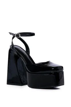 Alternative view of AZALEA WANG CLEMENTINE CHUNKY PUMP IN BLACK PATENT