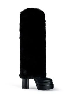 Alternative view of AZALEA WANG COCO FUR FOLD OVER BOOT IN BLACK