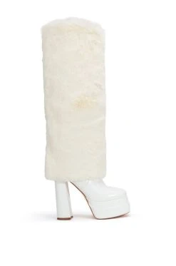 Alternative view of AZALEA WANG COCO FUR FOLD OVER BOOT IN WHITE